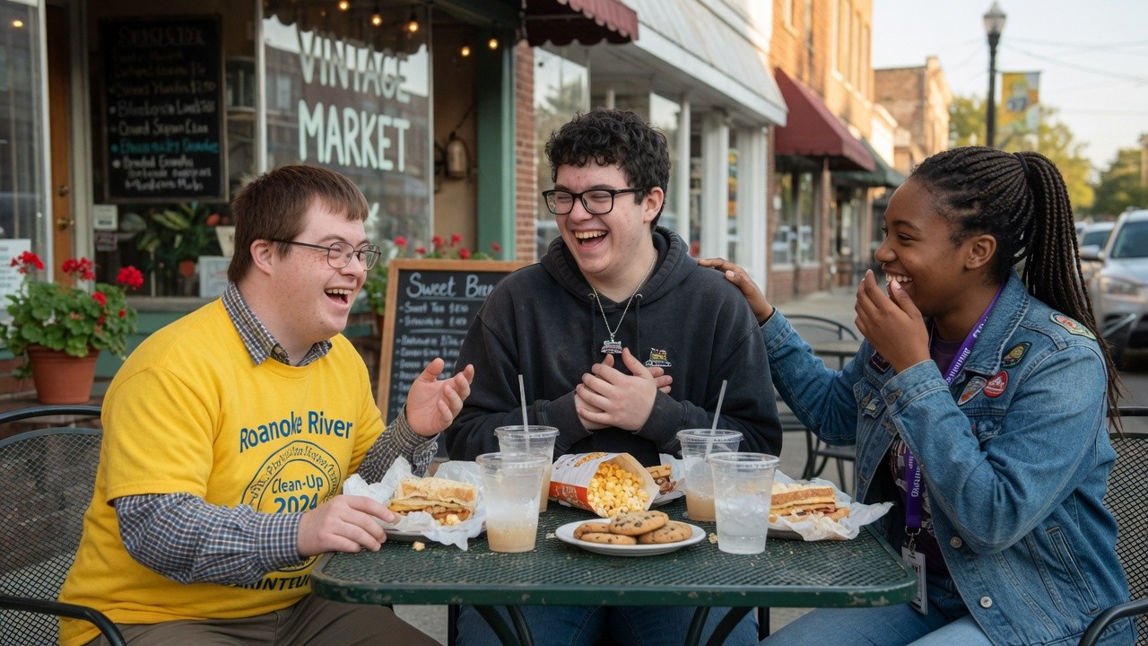 Friends socializing outdoors