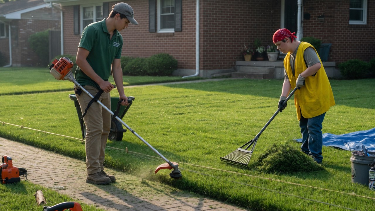 Fresh cut lawn edge